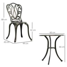 Rackhams 3 Piece Garden Bistro Set Aluminium Outdoor Furniture Set for 2 Patio Chairs and Table with Umbrella Hole Bronze Tone - thumbnail 2