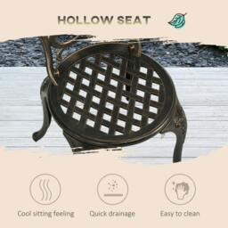 Rackhams 3 Piece Garden Bistro Set Aluminium Outdoor Furniture Set for 2 Patio Chairs and Table with Umbrella Hole Bronze Tone - thumbnail 5