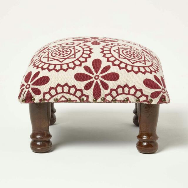 Rackhams Cassia Red Geometric Footstool - 40 x 40 cm - image 1
