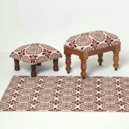 Rackhams Cassia Red Geometric Footstool - 40 x 40 cm - thumbnail 6