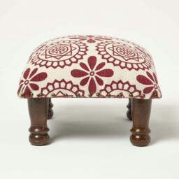 Rackhams Cassia Red Geometric Footstool - 40 x 40 cm - thumbnail 1