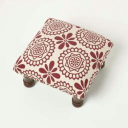 Rackhams Cassia Red Geometric Footstool - 40 x 40 cm - thumbnail 5