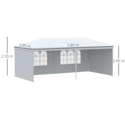 Rackhams 6 x 3 m Party Tent Gazebo Marquee Outdoor Patio Canopy Shelter with Windows and Side Panels White - thumbnail 3