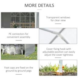 Rackhams 6 x 3 m Party Tent Gazebo Marquee Outdoor Patio Canopy Shelter with Windows and Side Panels White - thumbnail 5