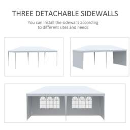 Rackhams 6 x 3 m Party Tent Gazebo Marquee Outdoor Patio Canopy Shelter with Windows and Side Panels White - thumbnail 6