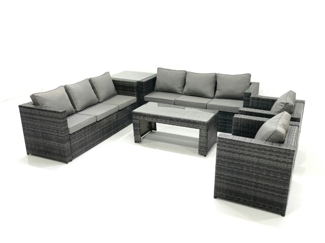 Rackhams Rattan Garden Furniture Sofa Set with Coffee table Armchair Side Table Dark Grey Mixed - image 1