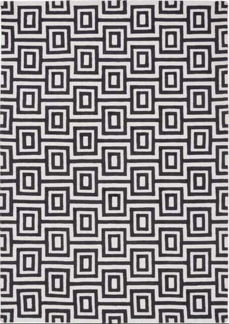 Rackhams Wool Labyrinth Rug White and Black - 160X230 cm