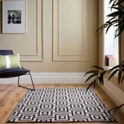 Rackhams Wool Labyrinth Rug White and Black - 160X230 cm - thumbnail 5