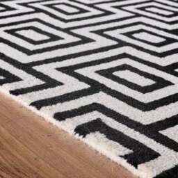 Rackhams Wool Labyrinth Rug White and Black - 160X230 cm - thumbnail 4