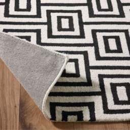 Rackhams Wool Labyrinth Rug White and Black - 160X230 cm - thumbnail 3