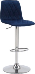 Rackhams Verona Velvet Kitchen Bar Stools, Single, Height Adjustable Gas Lift Stool With Backrest, Breakfast Bar Stool - Blue - thumbnail 1