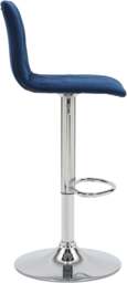 Rackhams Verona Velvet Kitchen Bar Stools, Single, Height Adjustable Gas Lift Stool With Backrest, Breakfast Bar Stool - Blue - thumbnail 3