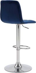 Rackhams Verona Velvet Kitchen Bar Stools, Single, Height Adjustable Gas Lift Stool With Backrest, Breakfast Bar Stool - Blue - thumbnail 4