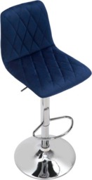 Rackhams Verona Velvet Kitchen Bar Stools, Single, Height Adjustable Gas Lift Stool With Backrest, Breakfast Bar Stool - Blue - thumbnail 6