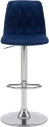 Rackhams Verona Velvet Kitchen Bar Stools, Single, Height Adjustable Gas Lift Stool With Backrest, Breakfast Bar Stool - Blue - thumbnail 5