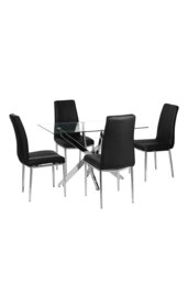 Rackhams 70cmD Stylish Tempered Glass Coffee Table Rectangular Dining Table with Chrome Cross Legs - Clear - thumbnail 3