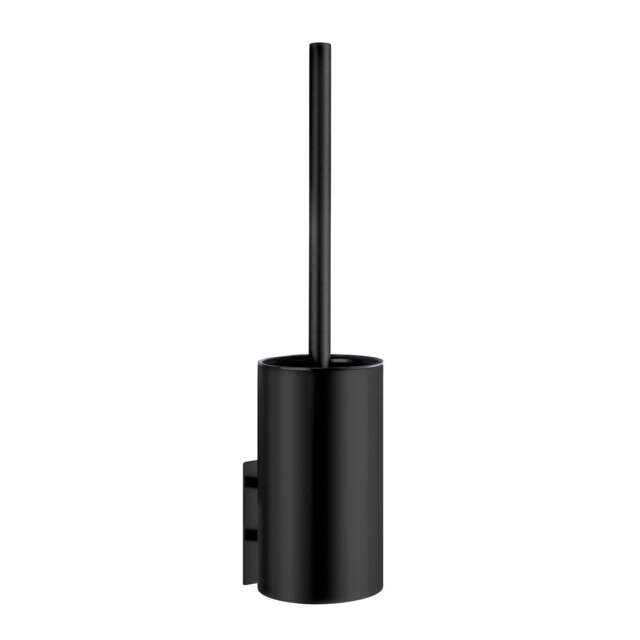 Rackhams Black Stainless Steel Toilet Brush and Holder Self Adhesive Bathroom Wall Mounted - image 1