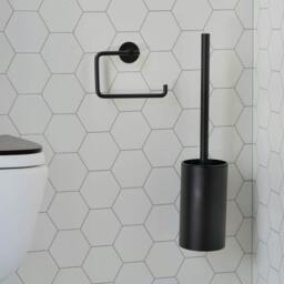 Rackhams Black Stainless Steel Toilet Brush and Holder Self Adhesive Bathroom Wall Mounted - thumbnail 4