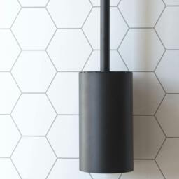 Rackhams Black Stainless Steel Toilet Brush and Holder Self Adhesive Bathroom Wall Mounted - thumbnail 2