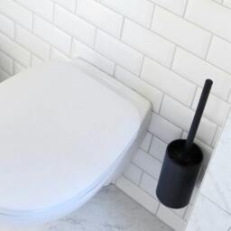 Rackhams Black Stainless Steel Toilet Brush and Holder Self Adhesive Bathroom Wall Mounted - thumbnail 3