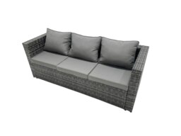 Rackhams Rattan Garden Furniture Dining Set 10 seater Patio Coffee Table Sofa Set with 2 Big Stools Dark Grey Mixed - thumbnail 4