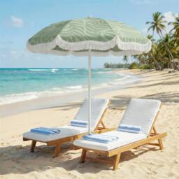 Rackhams 1.8 m Beach Umbrella Parasol with Sand Anchor, 30° Tilt - Beach Umbrella - Light Grey - thumbnail 2