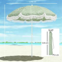 Rackhams 1.8 m Beach Umbrella Parasol with Sand Anchor, 30° Tilt - Beach Umbrella - Light Grey - thumbnail 4