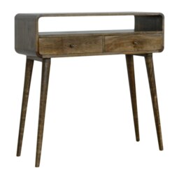 Rackhams Curved Grey-wash Console Table - thumbnail 2