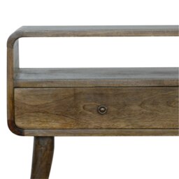 Rackhams Curved Grey-wash Console Table - thumbnail 4