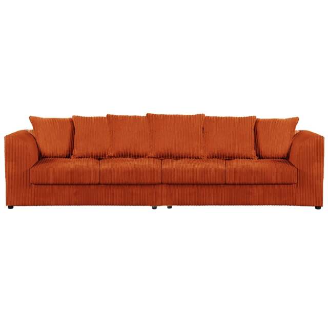 Rackhams Luxor Cord Long Fabric 4 Seater - Scatter back - Orange - image 1