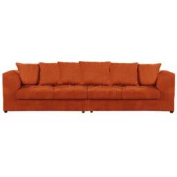 Rackhams Luxor Cord Long Fabric 4 Seater - Scatter back - Orange