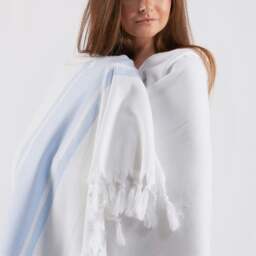 Rackhams Elite Cotton Bath Towel, Double-Faced - Blue Stripes on White - thumbnail 6
