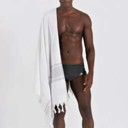 Rackhams Elite Cotton Bath Towel, Double-Faced - Blue Stripes on White - thumbnail 3