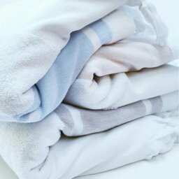 Rackhams Elite Cotton Bath Towel, Double-Faced - Blue Stripes on White - thumbnail 4