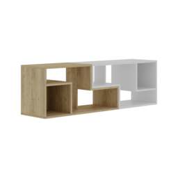 Rackhams Modern Glis Corner TV Unit Versatile Design for TVs Up to 35 Inches Adjustable TV Shelf Media Centre - Oak White - thumbnail 2