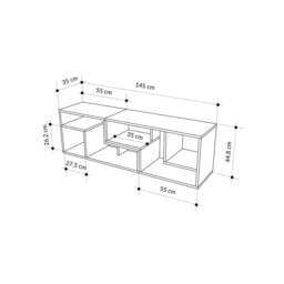 Rackhams Modern Glis Corner TV Unit Versatile Design for TVs Up to 35 Inches Adjustable TV Shelf Media Centre - Oak White - thumbnail 3