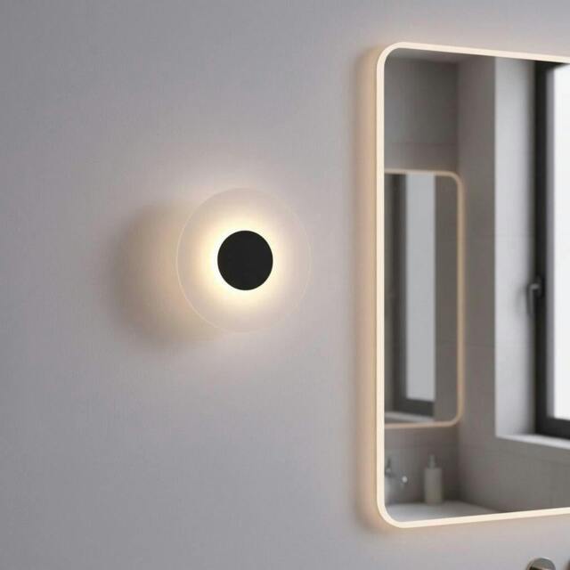 Rackhams 6 Watt LED Round Black IP65 Bath Sconce Light - image 1