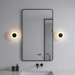 Rackhams 6 Watt LED Round Black IP65 Bath Sconce Light - thumbnail 3