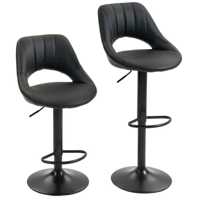 Rackhams Set of Two Faux Leather Bar Stools - Black