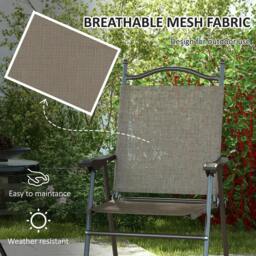 Rackhams Set of Two Folding Garden Chairs, with Fabric Mesh Seats - Mixed Brown - thumbnail 4