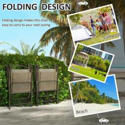 Rackhams Set of Two Folding Garden Chairs, with Fabric Mesh Seats - Mixed Brown - thumbnail 3