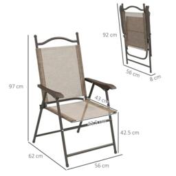 Rackhams Set of Two Folding Garden Chairs, with Fabric Mesh Seats - Mixed Brown - thumbnail 2