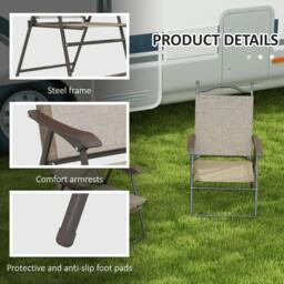 Rackhams Set of Two Folding Garden Chairs, with Fabric Mesh Seats - Mixed Brown - thumbnail 5