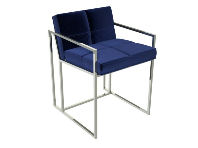 Rackhams Federico Dining Chairs - Chrome (Polished Stainless Steel) - Blue Midnight Velvet - image 1