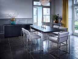 Rackhams Federico Dining Chairs - Chrome (Polished Stainless Steel) - Blue Midnight Velvet - thumbnail 3