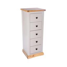 Rackhams Bomporto 5 Drawer Narrow Chest of Drawers Brass Knob - Light Grey - thumbnail 3
