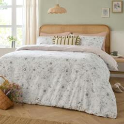 Rackhams Bella Reversible Floral Duvet Cover Set - Natural - King - Natural - 60% Cotton/40% Polyester