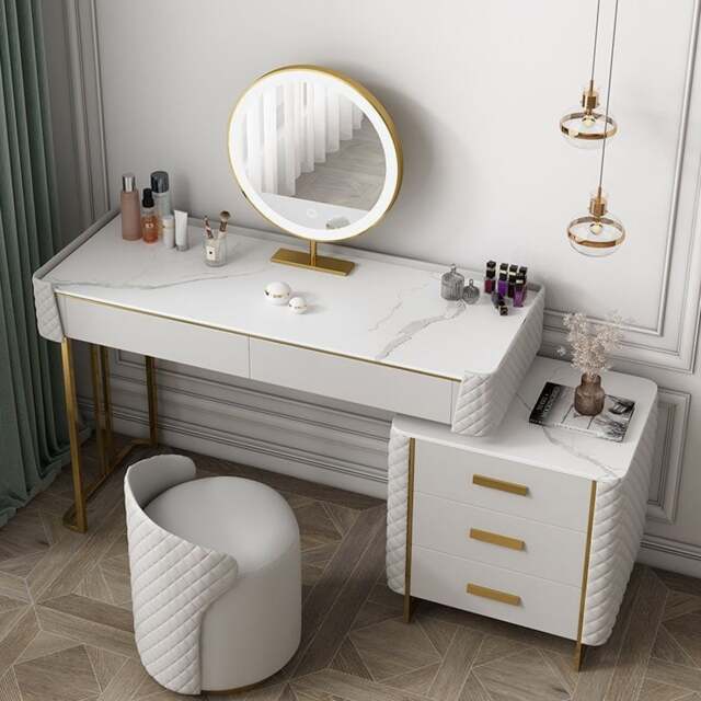Rackhams Allurea Dressing Table With LED Mirror, Greyish Cream - 120cm - No Stool - image 1