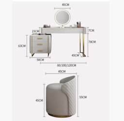 Rackhams Allurea Dressing Table With LED Mirror, Greyish Cream - 120cm - No Stool - thumbnail 5