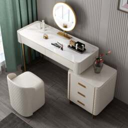 Rackhams Allurea Dressing Table With LED Mirror, Greyish Cream - 120cm - No Stool - thumbnail 3